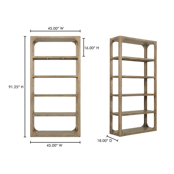 Moe's Home Abbott Bookshelf: Solid Pine Charm With Open Shelves For Versatile Storage And Display Solutions Brown Pine Wood Fr-1041-03
