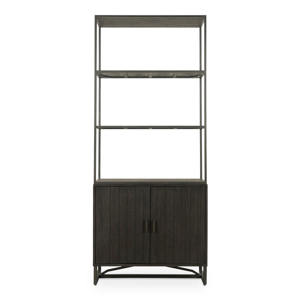 Moe's Home Sierra Bookshelf - Industrial Reclaimed Pine With Iron Frame, Adjustable Shelves & Stylish Storage Solution Black New Pine Frame With Reclaimed Pine Face Boards,Iron Frame Fr-1043-02-0