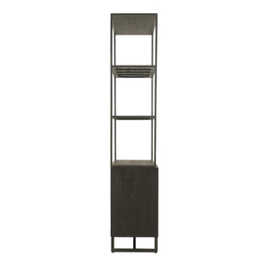 Moe's Home Sierra Bookshelf - Industrial Reclaimed Pine With Iron Frame, Adjustable Shelves & Stylish Storage Solution Black New Pine Frame With Reclaimed Pine Face Boards,Iron Frame Fr-1043-02-0
