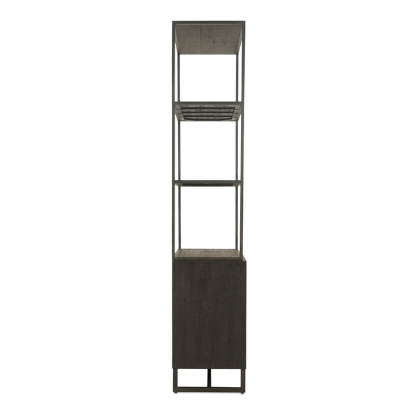 Moe's Home Sierra Bookshelf - Industrial Reclaimed Pine With Iron Frame, Adjustable Shelves & Stylish Storage Solution Black New Pine Frame With Reclaimed Pine Face Boards,Iron Frame Fr-1043-02-0