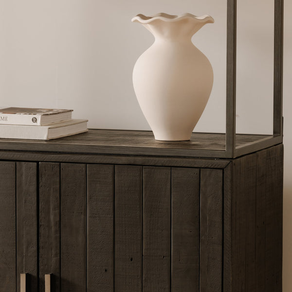 Moe's Home Sierra Bookshelf - Industrial Reclaimed Pine With Iron Frame, Adjustable Shelves & Stylish Storage Solution Black New Pine Frame With Reclaimed Pine Face Boards,Iron Frame Fr-1043-02-0