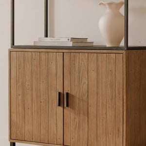 Moe's Home Sierra Bookshelf - Industrial Reclaimed Pine With Iron Frame, Adjustable Shelves & Stylish Storage Solution Natural New Pine Frame With Reclaimed Pine Face Boards,Iron Frame Fr-1043-24-0