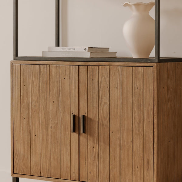 Moe's Home Sierra Bookshelf - Industrial Reclaimed Pine With Iron Frame, Adjustable Shelves & Stylish Storage Solution Natural New Pine Frame With Reclaimed Pine Face Boards,Iron Frame Fr-1043-24-0