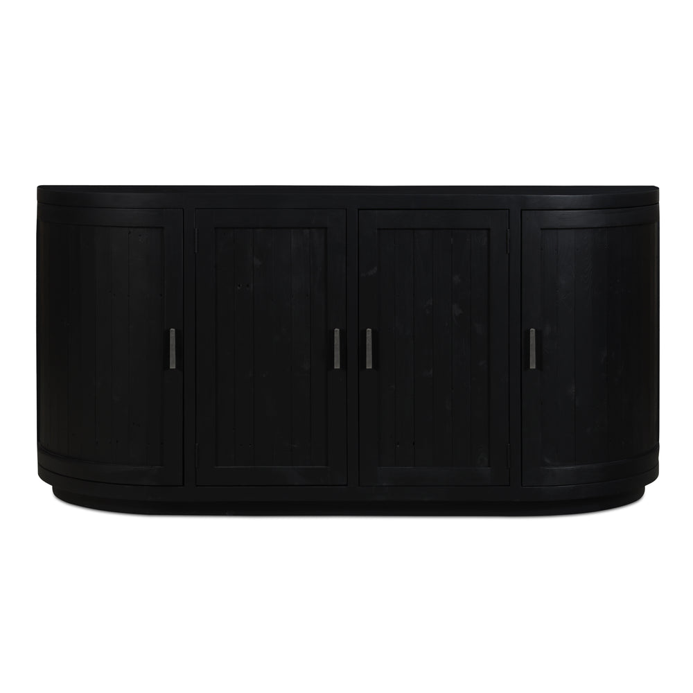 Moe's Home Nicola Rustic Sideboard With Curved Doors And Modern Design For Stylish Dining Spaces - 35" Height Black Reclaimed Pine,Plywood Fr-1044-02