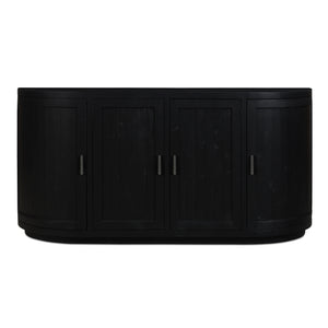 Moe's Home Nicola Rustic Sideboard With Curved Doors And Modern Design For Stylish Dining Spaces - 35" Height Black Reclaimed Pine,Plywood Fr-1044-02