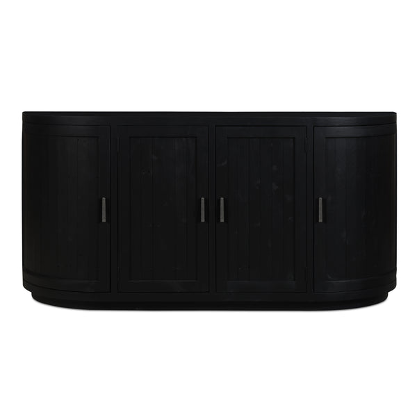 Moe's Home Nicola Rustic Sideboard With Curved Doors And Modern Design For Stylish Dining Spaces - 35" Height Black Reclaimed Pine,Plywood Fr-1044-02