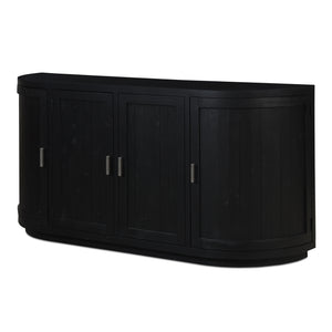Moe's Home Nicola Rustic Sideboard With Curved Doors And Modern Design For Stylish Dining Spaces - 35" Height Black Reclaimed Pine,Plywood Fr-1044-02