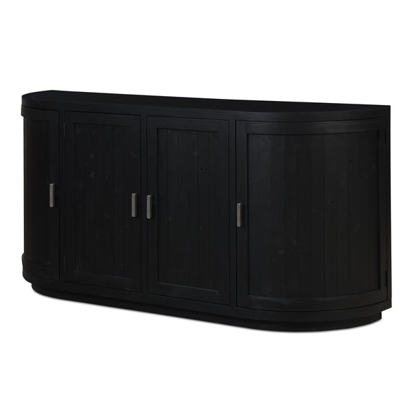 Moe's Home Nicola Rustic Sideboard With Curved Doors And Modern Design For Stylish Dining Spaces - 35" Height Black Reclaimed Pine,Plywood Fr-1044-02