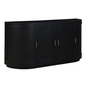 Moe's Home Nicola Rustic Sideboard With Curved Doors And Modern Design For Stylish Dining Spaces - 35" Height Black Reclaimed Pine,Plywood Fr-1044-02