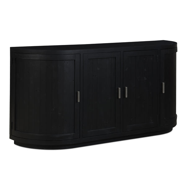 Moe's Home Nicola Rustic Sideboard With Curved Doors And Modern Design For Stylish Dining Spaces - 35" Height Black Reclaimed Pine,Plywood Fr-1044-02