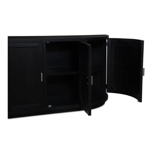 Moe's Home Nicola Rustic Sideboard With Curved Doors And Modern Design For Stylish Dining Spaces - 35" Height Black Reclaimed Pine,Plywood Fr-1044-02