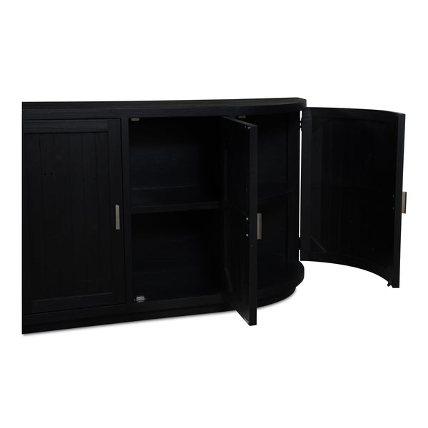 Moe's Home Nicola Rustic Sideboard With Curved Doors And Modern Design For Stylish Dining Spaces - 35" Height Black Reclaimed Pine,Plywood Fr-1044-02