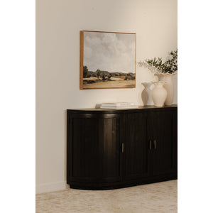 Moe's Home Nicola Rustic Sideboard With Curved Doors And Modern Design For Stylish Dining Spaces - 35" Height Black Reclaimed Pine,Plywood Fr-1044-02