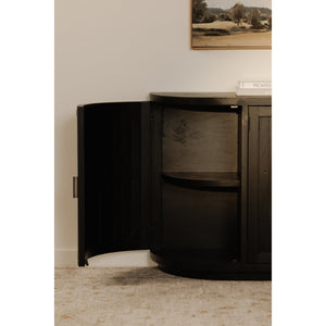Moe's Home Nicola Rustic Sideboard With Curved Doors And Modern Design For Stylish Dining Spaces - 35" Height Black Reclaimed Pine,Plywood Fr-1044-02