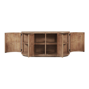 Moe's Home Nicola Rustic Sideboard With Curved Doors And Modern Design For Stylish Dining Spaces - 35" Height Brown Reclaimed Pine,Plywood Fr-1044-23