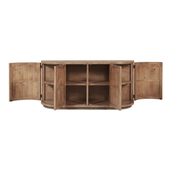 Moe's Home Nicola Rustic Sideboard With Curved Doors And Modern Design For Stylish Dining Spaces - 35" Height Brown Reclaimed Pine,Plywood Fr-1044-23