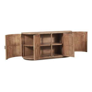 Moe's Home Nicola Rustic Sideboard With Curved Doors And Modern Design For Stylish Dining Spaces - 35" Height Brown Reclaimed Pine,Plywood Fr-1044-23