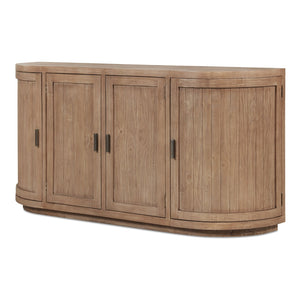 Moe's Home Nicola Rustic Sideboard With Curved Doors And Modern Design For Stylish Dining Spaces - 35" Height Brown Reclaimed Pine,Plywood Fr-1044-23