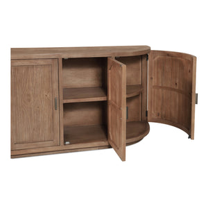 Moe's Home Nicola Rustic Sideboard With Curved Doors And Modern Design For Stylish Dining Spaces - 35" Height Brown Reclaimed Pine,Plywood Fr-1044-23