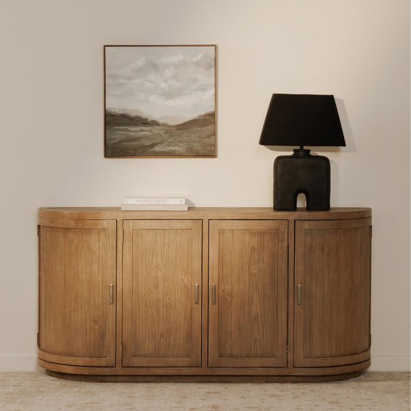 Moe's Home Nicola Rustic Sideboard With Curved Doors And Modern Design For Stylish Dining Spaces - 35" Height Brown Reclaimed Pine,Plywood Fr-1044-23