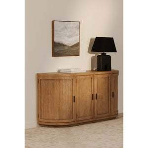 Moe's Home Nicola Rustic Sideboard With Curved Doors And Modern Design For Stylish Dining Spaces - 35" Height Brown Reclaimed Pine,Plywood Fr-1044-23