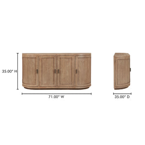Moe's Home Nicola Rustic Sideboard With Curved Doors And Modern Design For Stylish Dining Spaces - 35" Height Brown Reclaimed Pine,Plywood Fr-1044-23