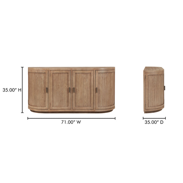 Moe's Home Nicola Rustic Sideboard With Curved Doors And Modern Design For Stylish Dining Spaces - 35" Height Brown Reclaimed Pine,Plywood Fr-1044-23