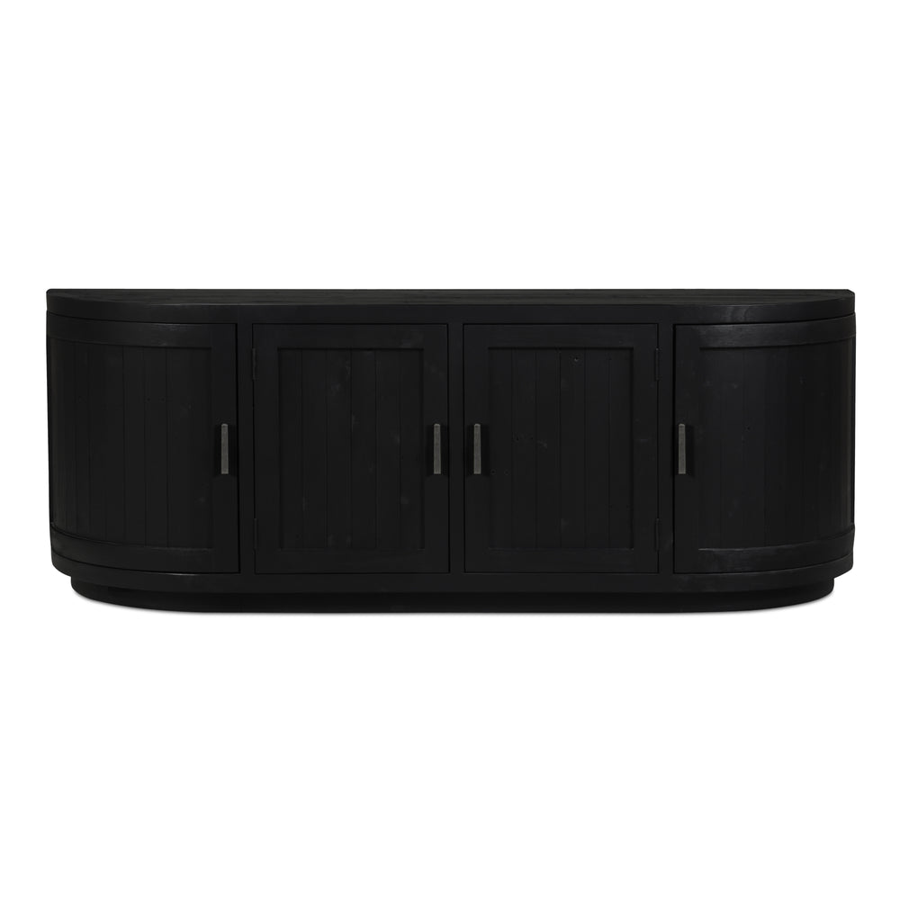 Moe's Home Nicola Media Cabinet: Modern Vintage Design With Curved Doors And Ample Storage For Stylish Organization Black Reclaimed Pine,Plywood Fr-1045-02