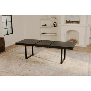 Moe's Home Ben Extension Dining Table – Rustic Reclaimed Pine With Metal Base, Perfect For Gatherings & Events Black Reclaimed Pine,Metal Fr-1046-02