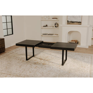 Moe's Home Ben Extension Dining Table – Rustic Reclaimed Pine With Metal Base, Perfect For Gatherings & Events Black Reclaimed Pine,Metal Fr-1046-02