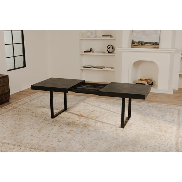 Moe's Home Ben Extension Dining Table – Rustic Reclaimed Pine With Metal Base, Perfect For Gatherings & Events Black Reclaimed Pine,Metal Fr-1046-02
