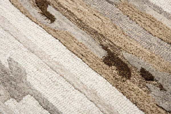 Alora Decor Flare Hand-Tufted Wool Runner 2'6"X8' — Modern Abstract Beige Tan Sculpted Pile, Durable Luxury FLAFR100000042608