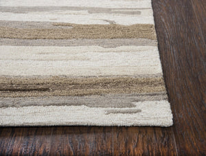Alora Decor Flare Hand-Tufted Wool Runner 2'6"X8' — Modern Abstract Beige Tan Sculpted Pile, Durable Luxury FLAFR100000042608