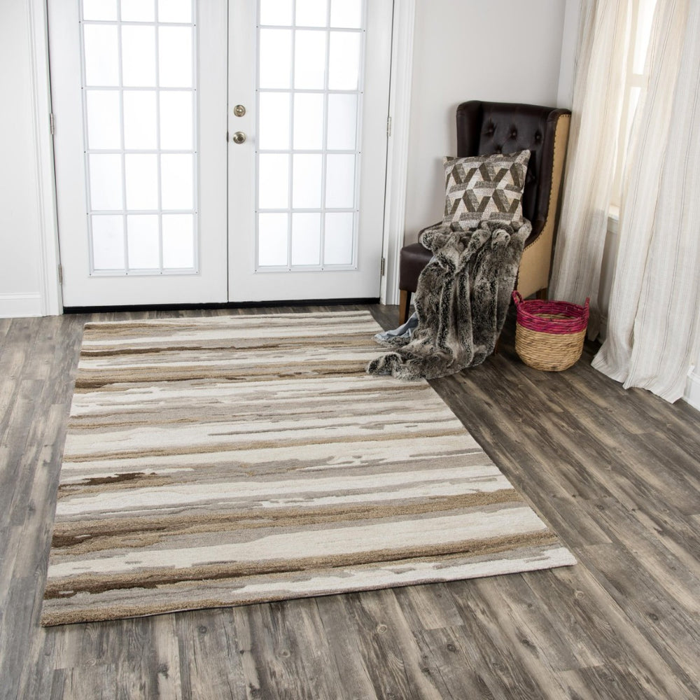 Alora Decor Flare Hand-Tufted Wool Runner 2'6"X8' — Modern Abstract Beige Tan Sculpted Pile, Durable Luxury FLAFR100000042608