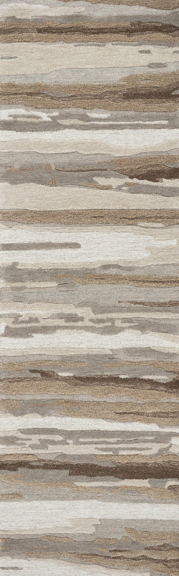 Alora Decor Flare Hand-Tufted Wool Runner 2'6"X8' — Modern Abstract Beige Tan Sculpted Pile, Durable Luxury FLAFR100000042608