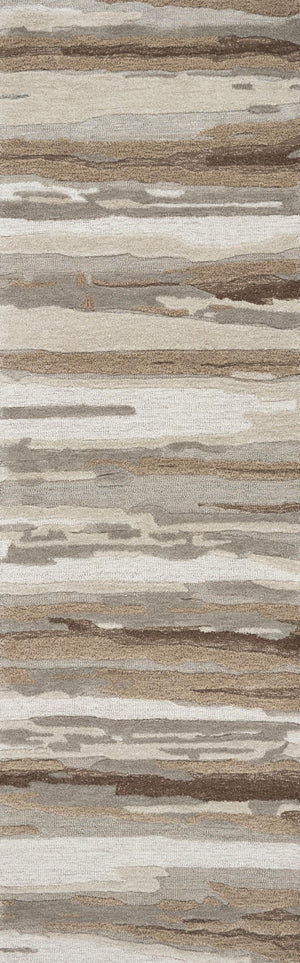 Alora Decor Flare Hand-Tufted Wool Runner 2'6"X8' — Modern Abstract Beige Tan Sculpted Pile, Durable Luxury FLAFR100000042608