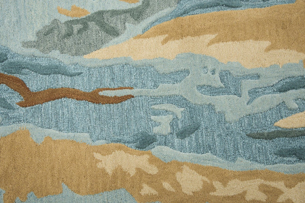 Alora Decor Flare Hand-Tufted Blue Runner Rug 100% Wool 2'6"X8' Hand-Carved Cut-And-Loop Texture, Modern Elegance FLAFR1001AA002608