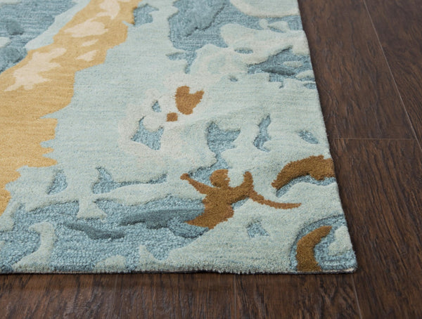 Alora Decor Flare Hand-Tufted Blue Runner Rug 100% Wool 2'6"X8' Hand-Carved Cut-And-Loop Texture, Modern Elegance FLAFR1001AA002608