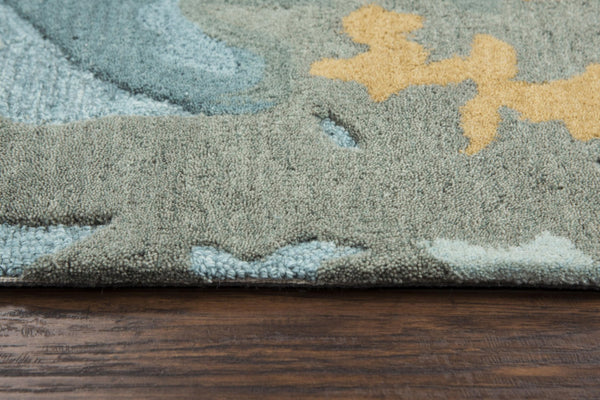 Alora Decor Flare Hand-Tufted Blue Runner Rug 100% Wool 2'6"X8' Hand-Carved Cut-And-Loop Texture, Modern Elegance FLAFR1001AA002608