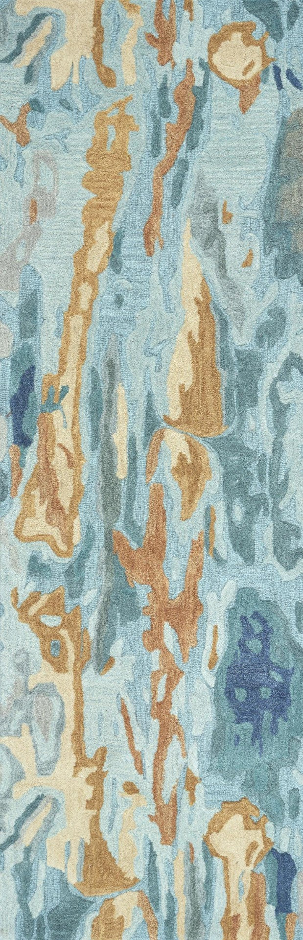 Alora Decor Flare Hand-Tufted Blue Runner Rug 100% Wool 2'6"X8' Hand-Carved Cut-And-Loop Texture, Modern Elegance FLAFR1001AA002608