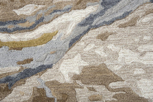 Alora Decor Flare Hand-Tufted Wool Runner 2'6"X8' — Abstract Blue Gray Taupe Gold, Low-Pile Durable Style FLAFR100700042608