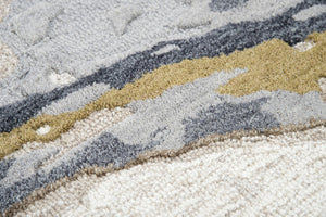 Alora Decor Flare Hand-Tufted Wool Rug — Abstract Blue Gray Taupe Gold Palette, Soft Hand-Sheared Pile Elegance 10' x 13' FLAFR100700040113