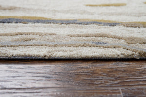 Alora Decor Flare Hand-Tufted Wool Runner 2'6"X8' — Abstract Blue Gray Taupe Gold, Low-Pile Durable Style FLAFR100700042608