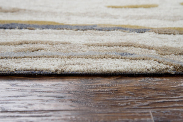 Alora Decor Flare Hand-Tufted Wool Runner 2'6"X8' — Abstract Blue Gray Taupe Gold, Low-Pile Durable Style FLAFR100700042608