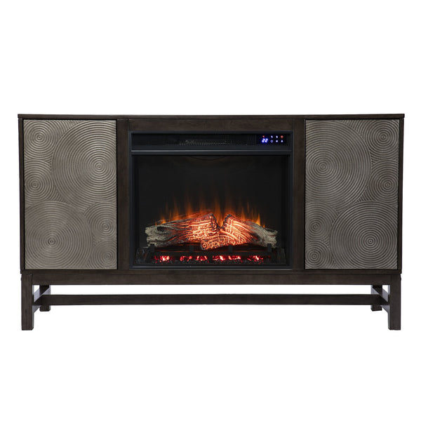 Safavieh Lannington Electric Fireplace Console With Birch Veneer Storage And Realistic Flame Effect FR1137256