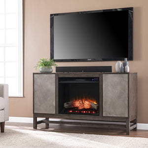 Safavieh Lannington Electric Fireplace Console With Birch Veneer Storage And Realistic Flame Effect FR1137256