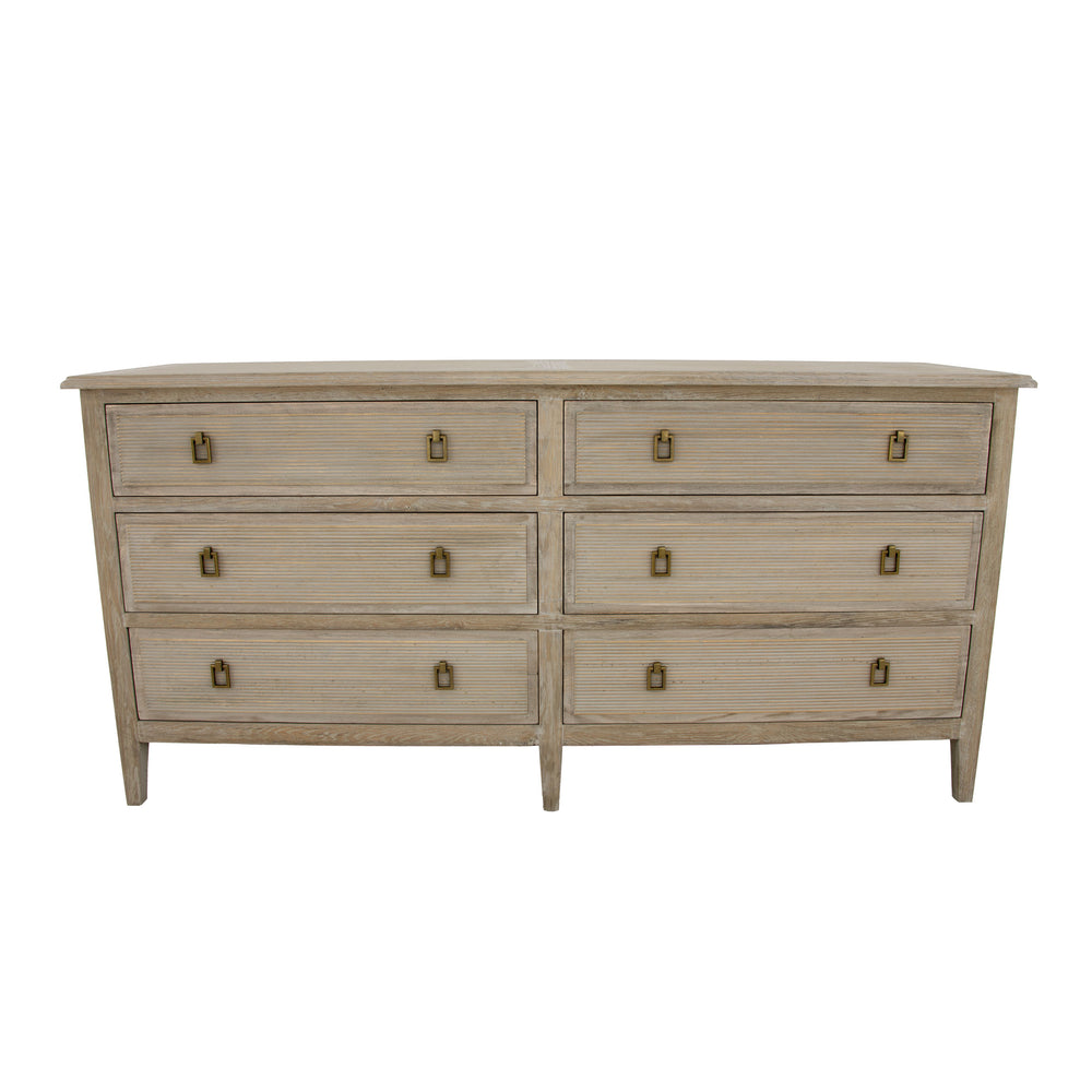 Zeugma Fr869 Natural Oak Long Chest With 6 Spacious Drawers - Soft-close Solid Oak Storage Solution Natural Oak Finish Solid Oak Wood Fr869 Natural