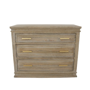Zeugma Fr900 Elegant Natural Oak Dresser With 3 Spacious Soft-close Drawers For Stylish Storage Solutions Antiqued Mud Grey Finish Solid Oak Wood Fr900 Natural