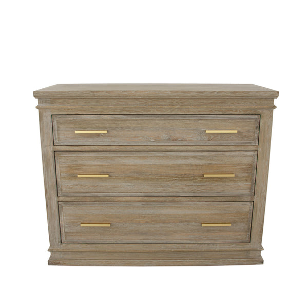 Zeugma Fr900 Elegant Natural Oak Dresser With 3 Spacious Soft-close Drawers For Stylish Storage Solutions Antiqued Mud Grey Finish Solid Oak Wood Fr900 Natural