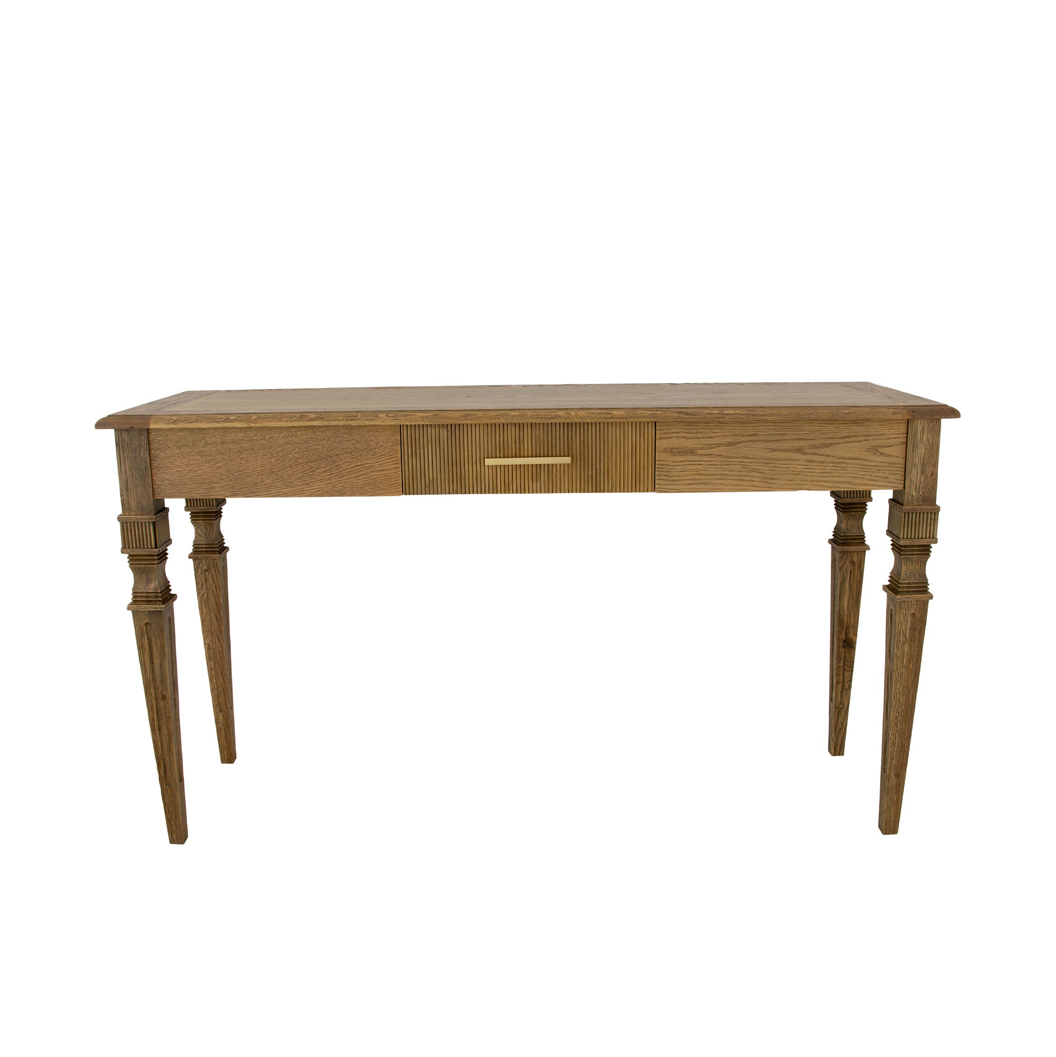 FR903 Raw Oak Console Table – Solid Dark Stained Oak, Soft-Close Drawe